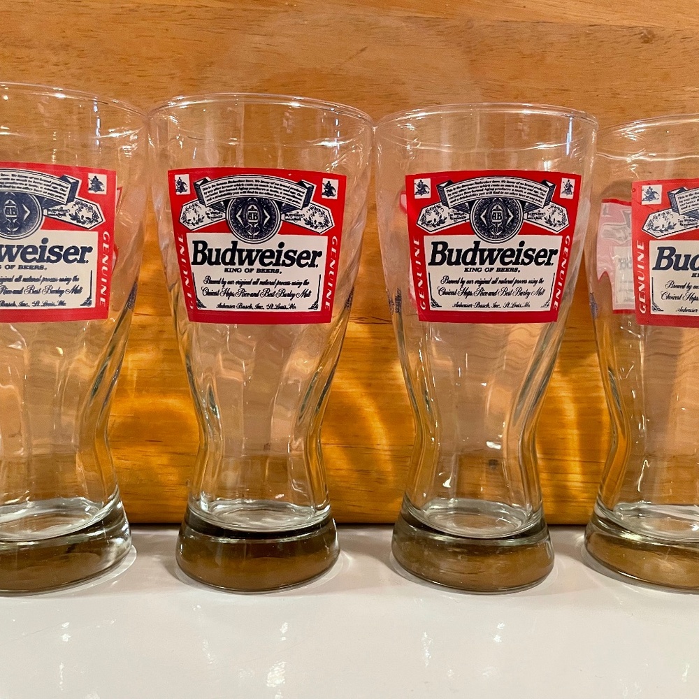 Set of 4 Budweiser Beer Glasses